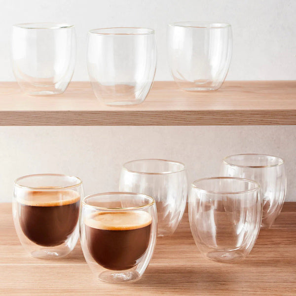 Athena Double Wall Coffee Glasses 220ml - Set of 6 Coffee & Tea Cups D-STILL Drinkware 
