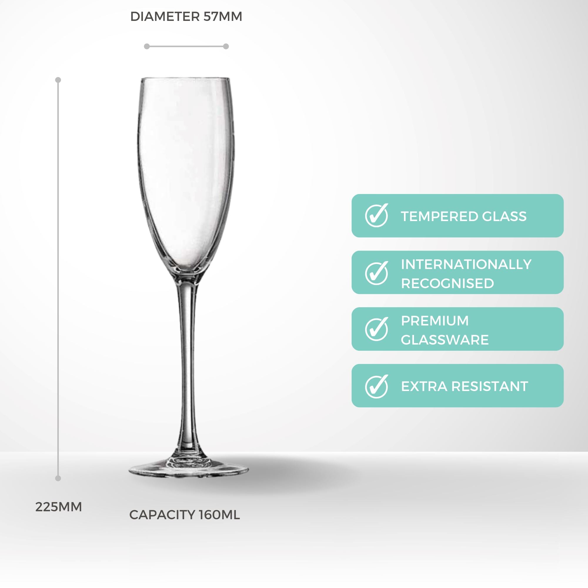 Arcoroc Breeze Champagne Glasses 160ml - Set of 6 Stemware Breeze 
