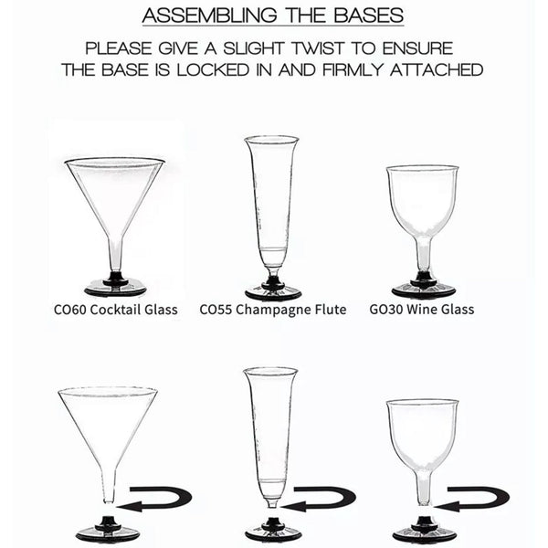 Biodegradable Plastic Martini Cocktail Glasses 220ml - Set of 100 Disposable Cups ROMAX 