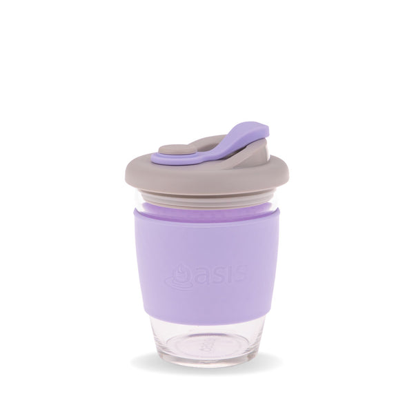 Borosilicate Lilac Purple Coffee Glass Cup 340ml Travel Coffee Cup Oasis 