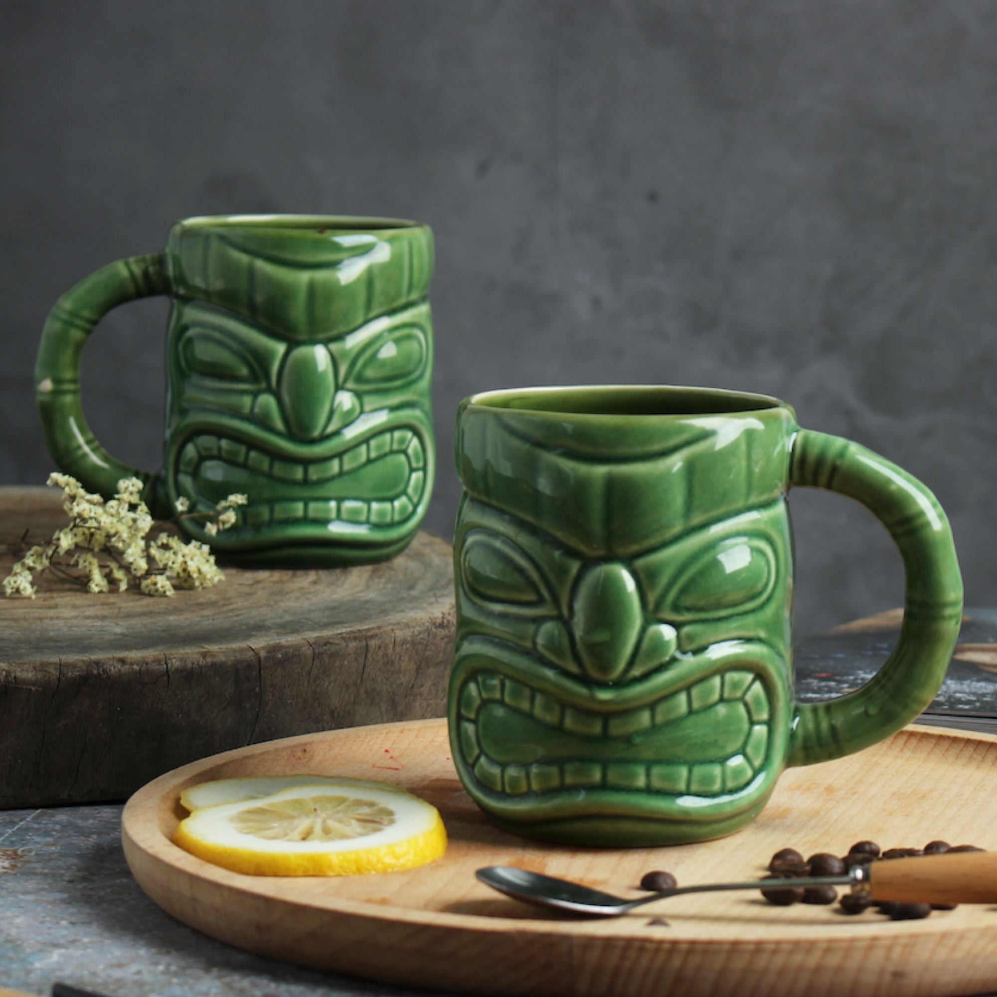 Ceramic Green Warrior Tiki Mug 450ml Tiki Mug D-STILL Drinkware 