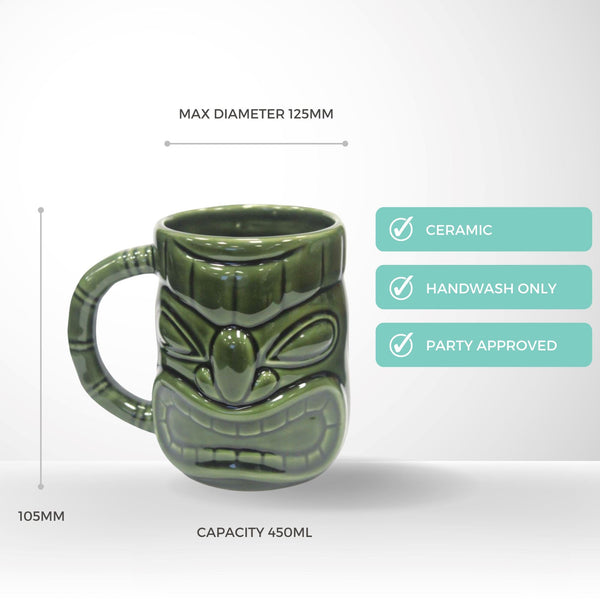 Ceramic Green Warrior Tiki Mug 450ml Tiki Mug D-STILL Drinkware 