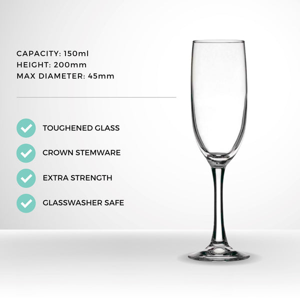 Crown Atlas Champagne Flutes 150ml - Set of 4 Glassware Trenton 