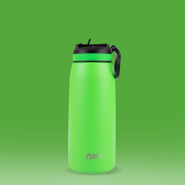 Insulated Sports Sipper Bottle Neon Green 780ml Insulated Water Bottle Oasis 