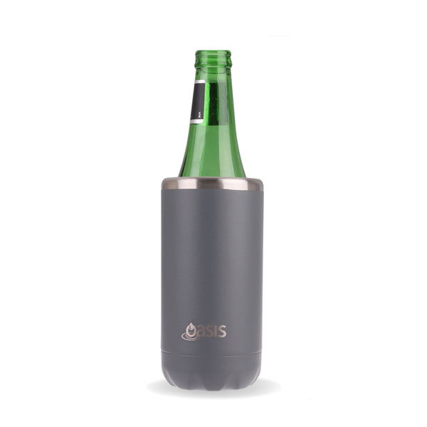 Insulated Stubby Cooler Grey 330ml Insulated Cooler Can Oasis 