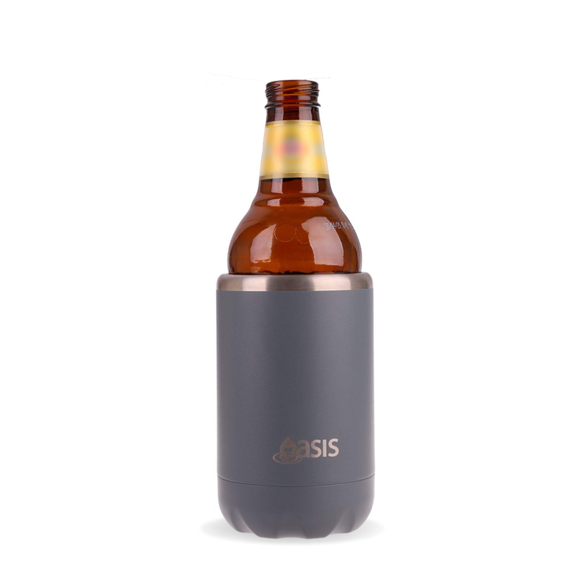 Insulated Stubby Cooler Grey 375ml Insulated Cooler Can Oasis 