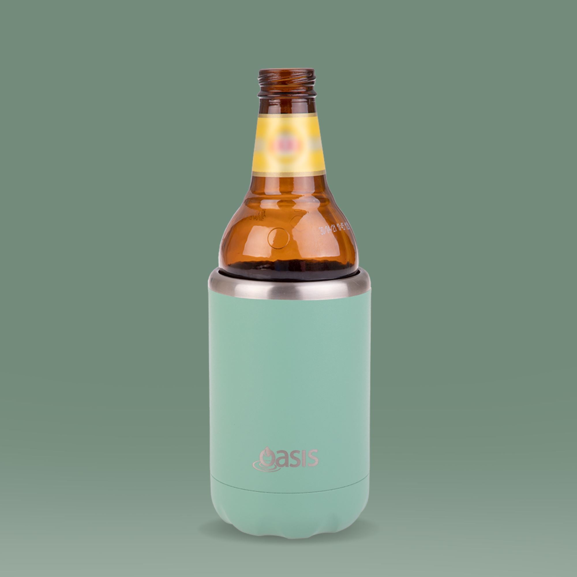 Insulated Stubby Cooler Sage Green 375ml Insulated Cooler Can Oasis 