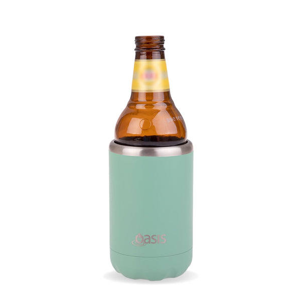 Insulated Stubby Cooler Sage Green 375ml Insulated Cooler Can Oasis 
