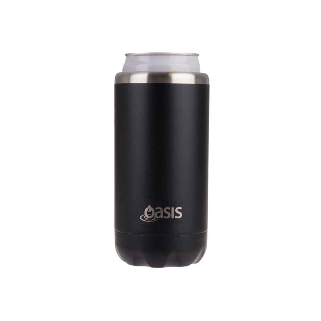 Oasis Stainless Steel Insulated Cooler Can 330ml - Black Insulated Cooler Can Oasis 