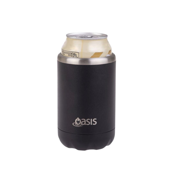 Oasis Stainless Steel Insulated Cooler Can 375ml - Black Insulated Cooler Can Oasis 