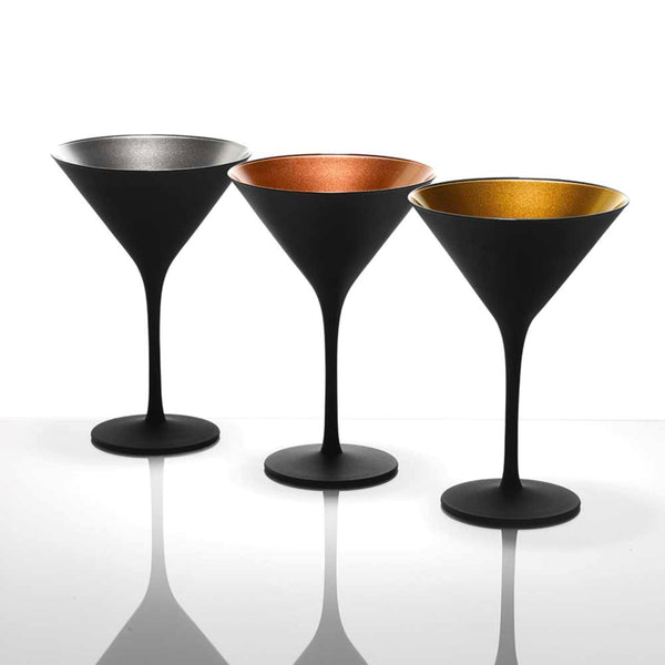 Stolzle Olympic Martini Glasses Black & Silver 240ml - Set of 6 Stemware Stolzle 