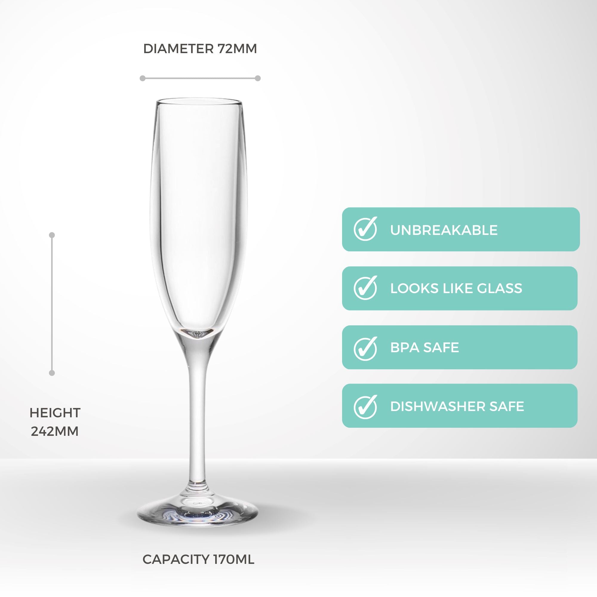 Unbreakable Ava Champagne Glasses 170ml - Set of 4 Stemware D-STILL Drinkware 