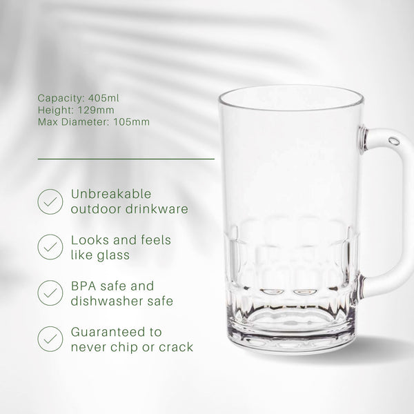 Unbreakable Beer Mug 405ml - Set of 4 Beer Glasses D-STILL Drinkware 