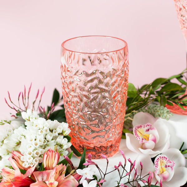 Unbreakable Bloom Soft Pink Highball Glasses 400ml - Set of 4 Highball Glass D-STILL Drinkware 