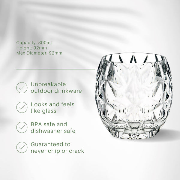 Unbreakable Henry Whisky Rocks Glasses 300ml - Set of 4 Whiskey Glass D-STILL Drinkware 