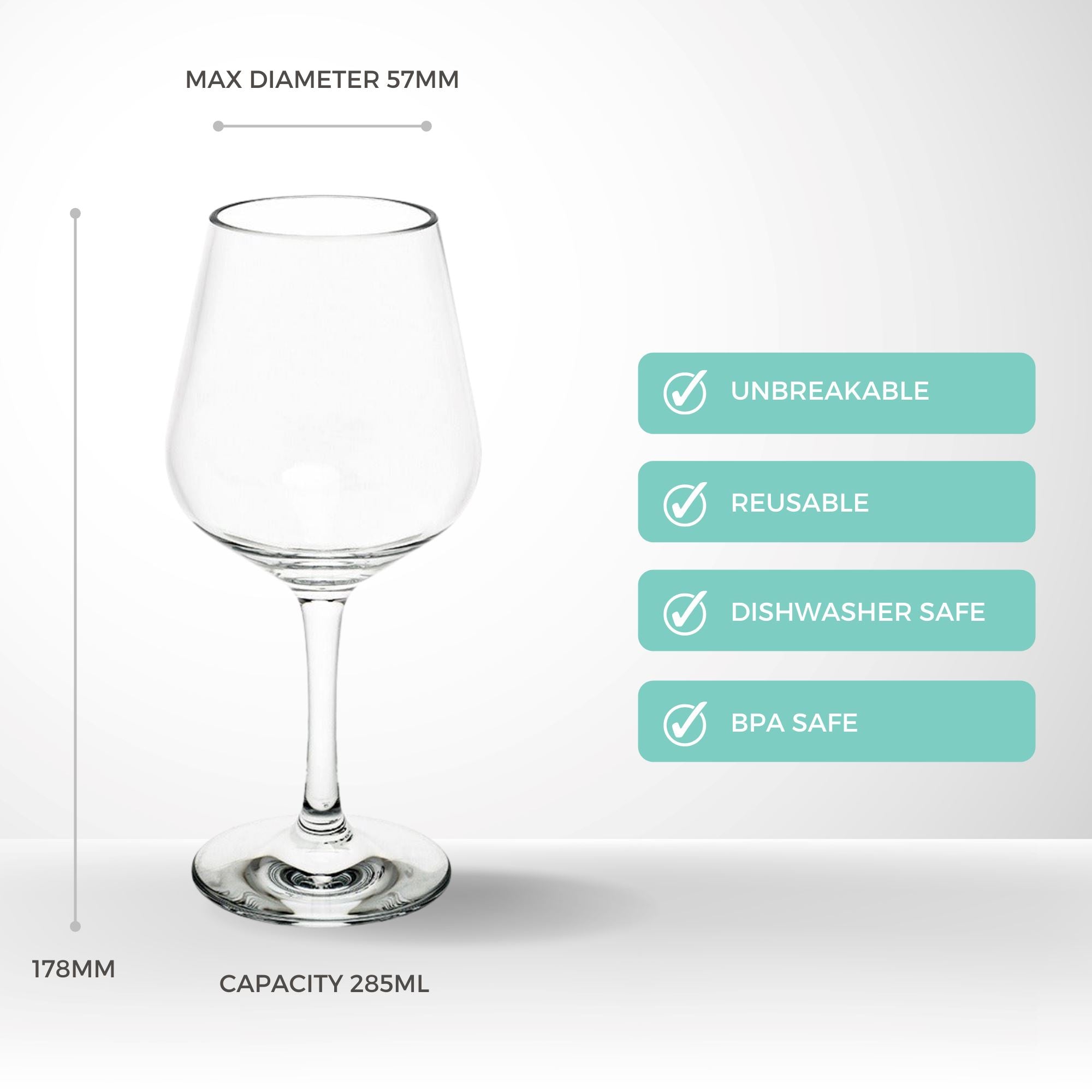 Unbreakable Hybrid Wine Glass 285ml - Set of 4 Wine Glass D-STILL Drinkware 