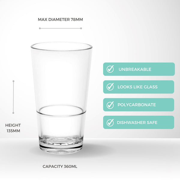 Unbreakable Nucleated Beer Glasses 360ml - Set of 4 Beer Glasses D-STILL Drinkware 