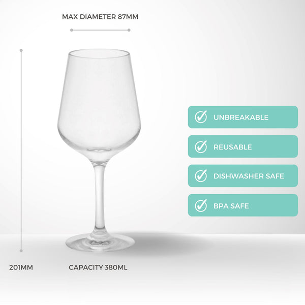 Unbreakable Red Wine Glass 380ml - Set of 4 Wine Glass D-STILL Drinkware 