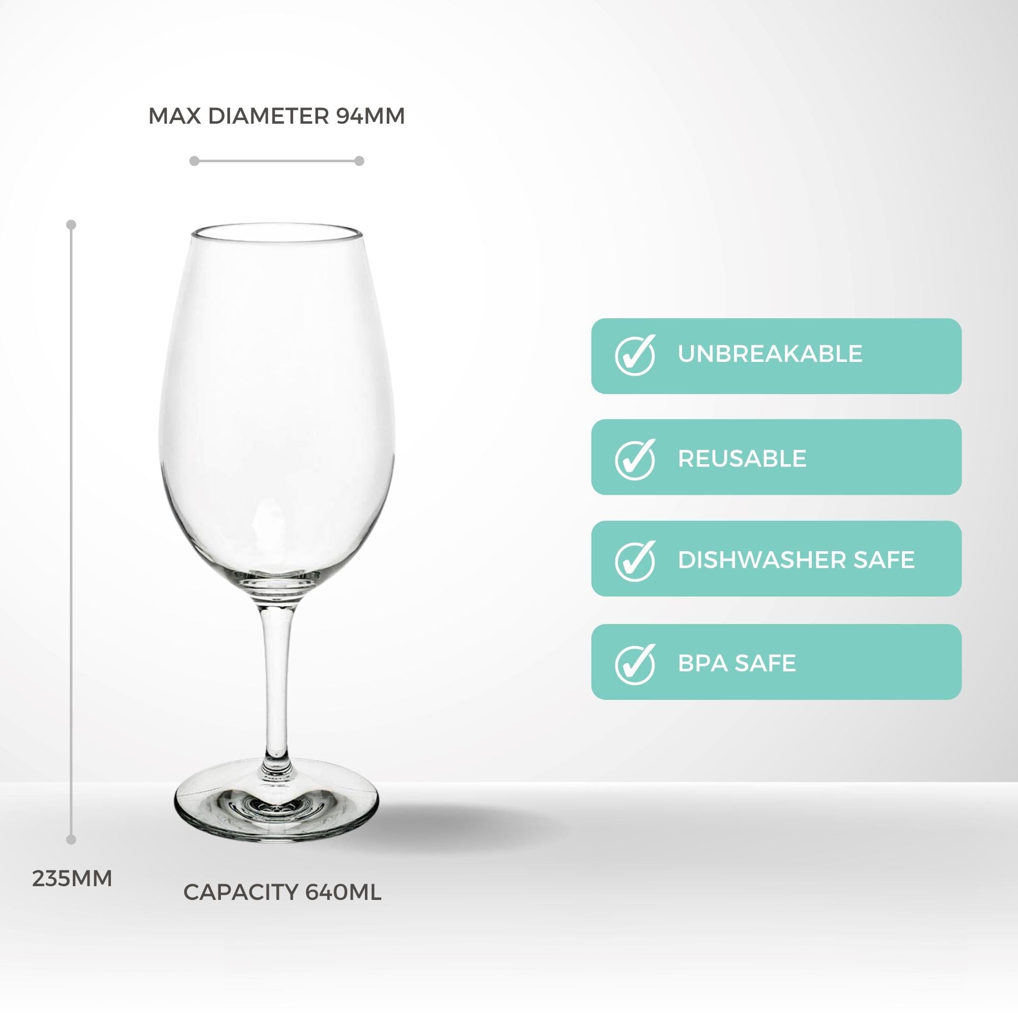 Unbreakable Red Wine Glasses 640ml - Set of 4 Wine Glass D-STILL Drinkware 