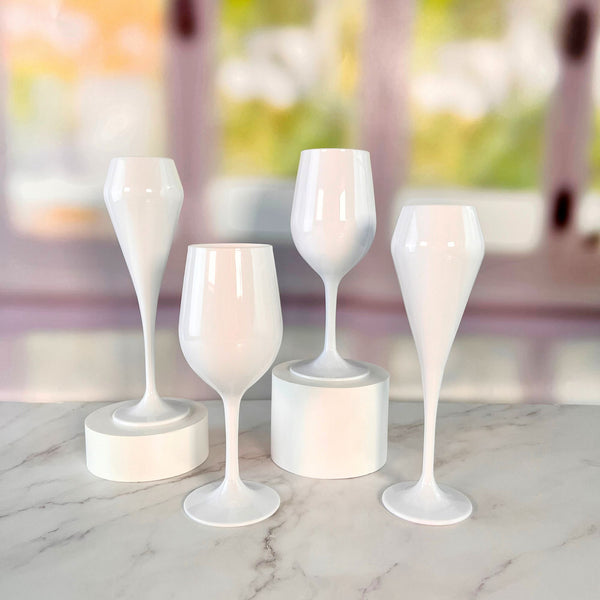 Unbreakable White Hamptons Prosecco Glasses 200ml - Set of 4 Unbreakable Drinkware D-STILL Drinkware 