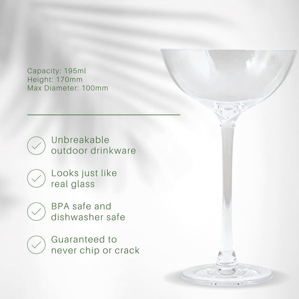 Unbrekabake Coupetini Cocktail Glasses 195ml - Set of 4 Polysafe 
